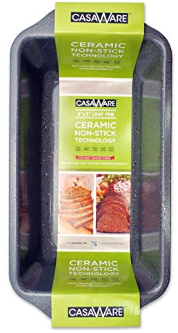 casaWare Loaf Pan 9 x 5-Inch Ceramic Coated Non-Stick (Silver Granite)