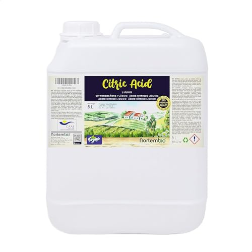 Nortembio Acido Citrico Ecologico 5 L Liquido Concentrato 100% Puro e Naturale – Multiuso per Pulizia Domestica, Cucina e Bagno – eBook Gratuito Incluso