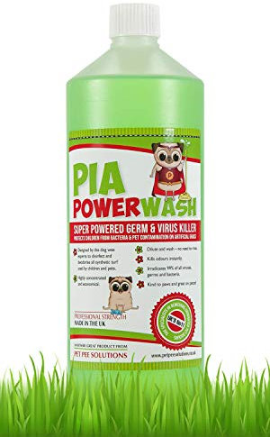 PIA Power Wash 1ltr Bottle, Artificial Grass Cleaner for your Garden. Spray on Astro Turf Cleaner and Disinfectant for Fake Grass. Pet and Dog Urine Odour Remover for Artificial Turf in your Garden.
