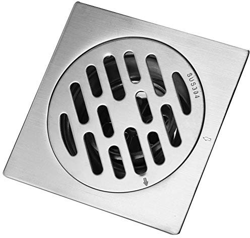 Jadpes Desagüe de Piso, Escurridor de Ducha con compuerta de desechos, Cubierta Gruesa de Drenaje de Piso de baño Anti-Olor Cuadrado de Acero Inoxidable para Drenaje de Piso de Deso