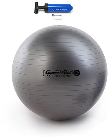Original Pezzi Gymnastikball Maxafe Ø 42, 53, 65 & 75cm in Allen Farben inkl. ATC Ballpumpe - bis 400 kg belastbar - Fitness, Reha, Therapie, Gymnastik und als Sitzball fürs Büro, 65cm schwarz