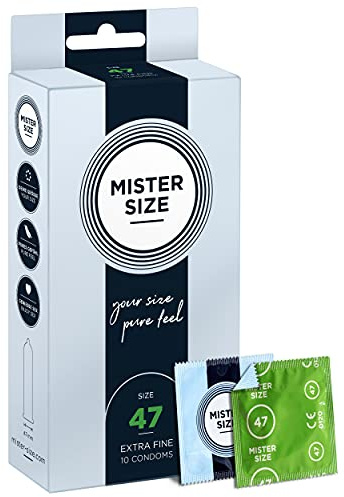MISTER SIZE Kondome gefühlsecht hauchzart 47mm im 10er Pack/extra dünn & extra feint/Kondom aus 100% Naturkautschuk-Latex in deiner Größe XS - S/natural feeling 10er Packung