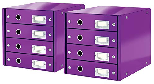 Leitz 604800/604900 Schubladenset Click und Store WOW, Graukarton (Purple)