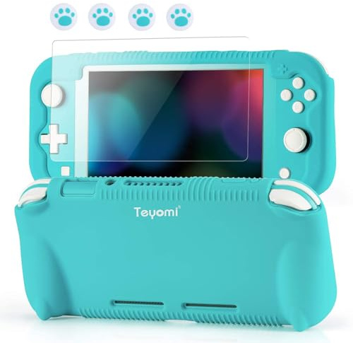 Teyomi Coque pour Nintendo Switch Lite, Étui Nintendo Switch Lite avec Protection Écran Verre Trempé avec 4 Poignées Couvre Pouce Absorption des Chocs et Anti-Rayures