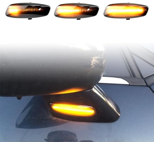 MKptopia 2 piezas Led dinámico marcador lateral luz intermitente secuencial intermitente Compatible con P-eugeot 308 207 3008 5008 Compatible con Ci-troen C4 C3 C5 DS3 DS4