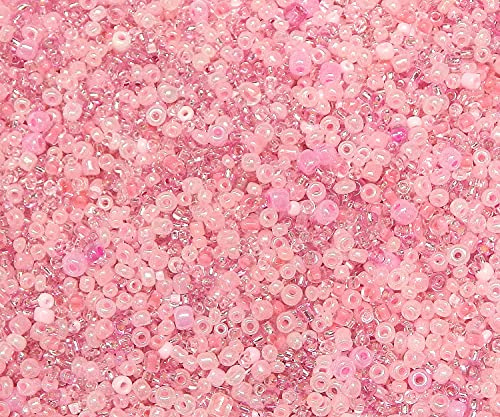3 000 st. glas rocailles pärlor 2 mm 3 mm 4 mm runda, ponny pärlor, blandad storlek, färg mix, fröpärlor (rosa)