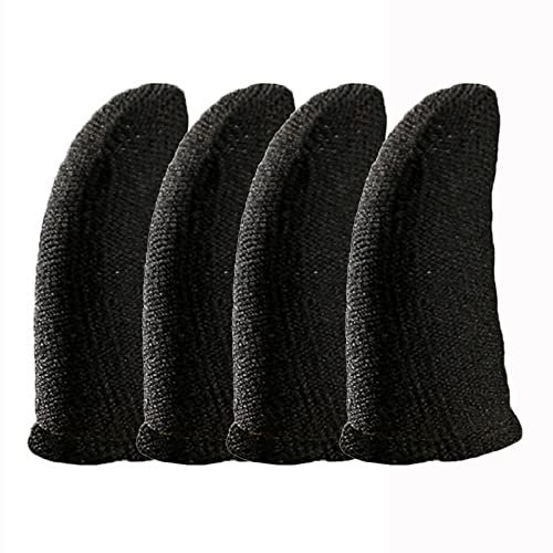 HUAYUWA 2 Paar Schweißfeste Finger Handschuhe Nahtloser Touchscreen Handy Game Controller Daumen Fingerhüllen für PUBG Telefon Gaming Zubehör, Schwarz + Schwarz