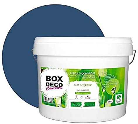 BOX DECO COULEURS Pintura de pared natural ecológica con aspecto mate interior Natura – 10 l/130 m², azul carbón