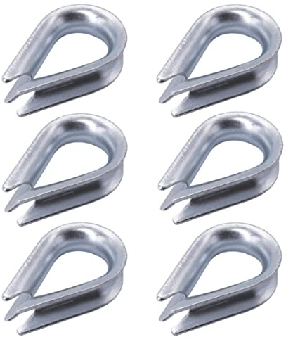 Paquete de 6 unidades DIN 6899B - Dedales galvanizados de cuerda de alambre de 12 mm, corazón para cuerdas de acero, aparejo de cables (6 piezas, 12 mm)