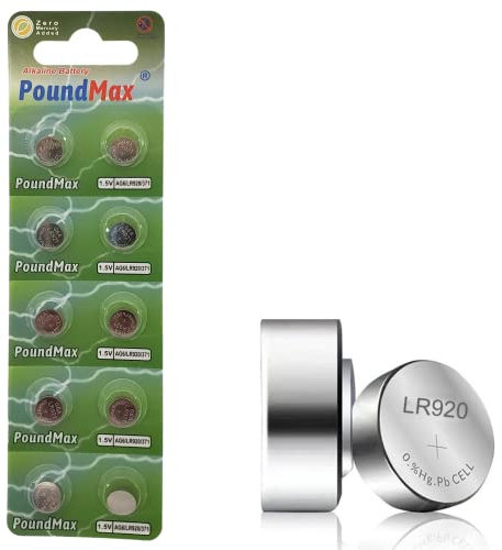 Lot de 10 Piles Bouton alcalines PoundMax AG6 370 371 LR921 LR69 SR920SW LR920 1,5 V