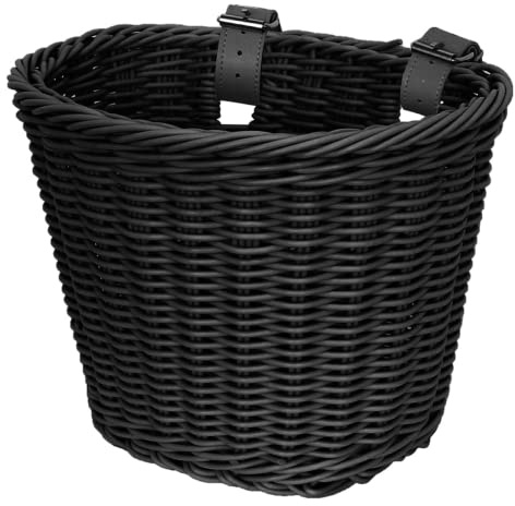 Cesta de Bicicleta para Niños, SILARLAIT Canasta Delantera de Bicicleta para Manillar, Tejida a Mano, Dos Correas Ajustables y Extraíbles, Cesta de Bicicleta para Niñas y Niños