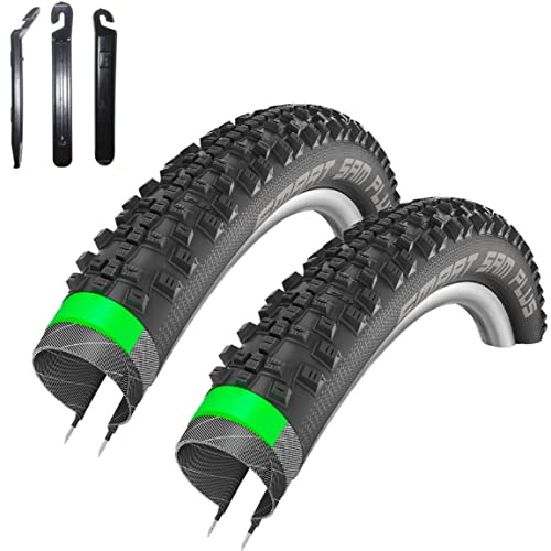 2 x Schwalbe SMART SAM Plus Performance Fahrradreifen DD GreenGuard Pannenschutz E-50 Fahrrad Mantel Decke 57-559 (26,0 x 2,25) inkl. Reifenheber