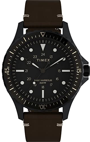 Timex Herren Analog Uhr mit Lederband Navi XL