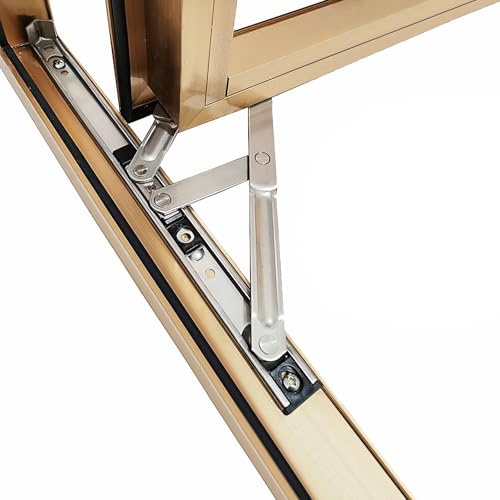 I-EASYDWW Stainless Steel Window Hinges - Casement Hinges, Friction Stay, 2mm Thick, 18.5mm Groove, SUS304, 14 Inch, 1 Pair