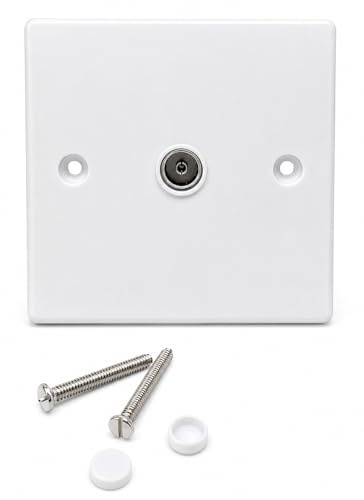 TV Aerial Socket Coaxial Coax Wall Faceplate Outlet, White RF Point TV/FM | Single Socket