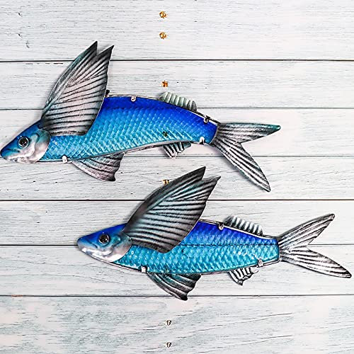 Statue Dekoration Metall Glas Fliegende Fisch Wand Für Haus Garten Dekoration Draußen Miniatur Skulptur Tier Statuen Für Wandleisten Garten Skulptur Ornament (Farbe: A) Gut