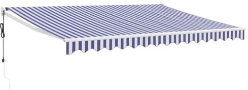 vidaXL Toldo Retráctil Automático, Toldo Eléctrico con Motor, Sombrilla Colgante de Pared, Toldo para Balcón Patio Tienda, Azul y Blanco 4,5x3 m