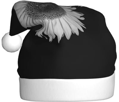 Sonnenblume Schwarz Weihnachtsmützen Erwachsene, Weihnachtsmann Hut Drucken Plüsch Komfort Xmas Hut Für Weihnachten Neujahr Liefert