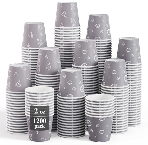 JOLLY PARTY 1200 Pack 2 oz Small Paper Cups, 2oz Disposable Bathroom Cup