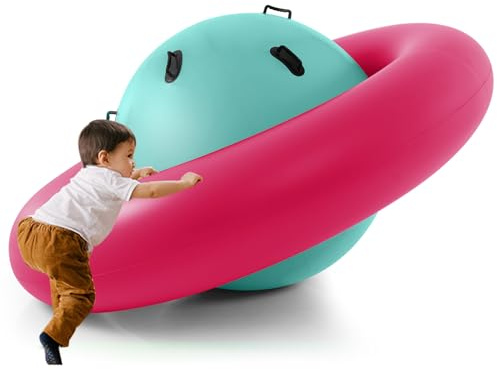 SOARS Aufblasbare Kletterkugel, Hüpfball zum Klettern für Kinder ab 5 Jahren, Kletterkuppel mit 6 Griffen bis zu 113kg belastbar (Grün+ Rosa)