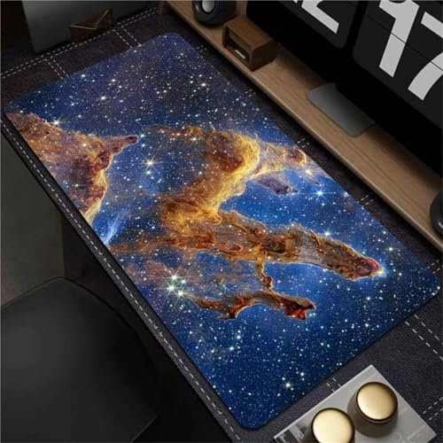 Sternenhimmel Stein Gaming Mauspad XXL Mousepad 1200x600mm Mauspad groß Vernähte Kanten WassXerdicht Anti-Rutsch für PC,Laptop Verbessert Präzision und Geschwindigkei.