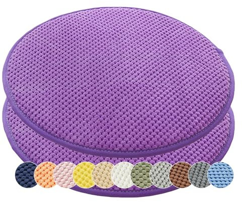 1/2er Set Rund Sitzkissen Kordsamt Rund Stuhlkissen Polster Auflage Kissen, Stuhlauflage rutschfest Sitzpolster für Haus & Garten Büro (Lila,40x40cm (2er-Pack))