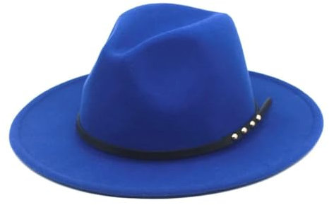 WOYUANSHA Cowboyhüte Modischer Fedora-Hut Mit Gürtel Für Herren Und Damen Filzhut Blau