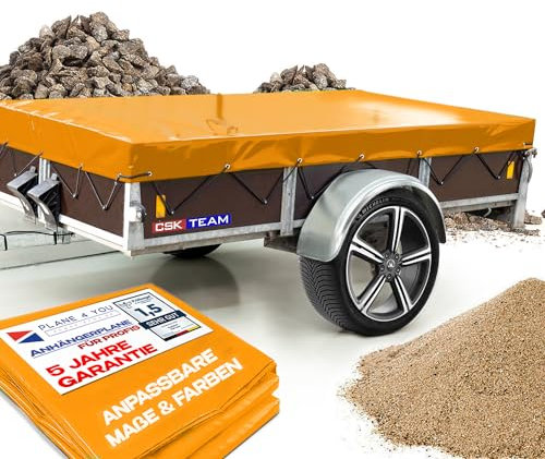 Hochwertige Anhängerplane 232 x 132 x 6 cm für Saris Anhänger - wasserdichte PVC Abdeckplane I Plane nach Maß - Orange