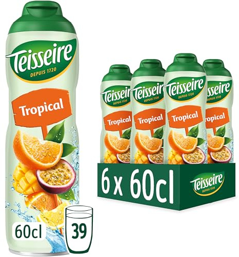 Teisseire Sirop Tropical pour Boisson Rafraîchissante, Cocktails, Bidon Recyclable 6x60cl