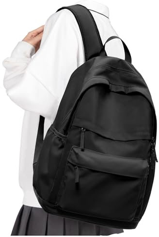 VGCUB Schulrucksack Teenager Mädchen Schultasche Wasserdichter Leichter Rucksack Damen für Die Schule Teenager Mädchen Jungen School Bag Womens Backpack Casual Daypacks Aesthetic Schwarz