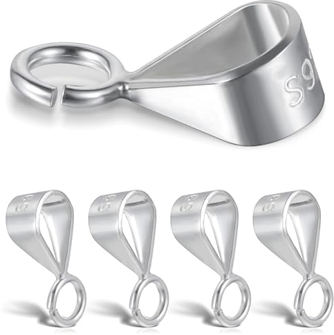 4Pcs 925 Sterling Silver Necklace Clasp 10mm Small Bails