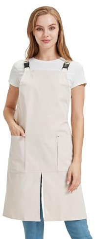 Nanxson Unisex Schürze Frauen Kochenschürze verstellbare Schlitz Lätzchen | Arbeitsschürze mit 2 Taschen, Gartenschürze mit Schnalle an der Taille, für Küche, Restaurant, Kaffee