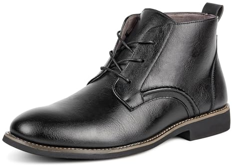 Plilima Botines Hombre Botas Cómodas Chukka Boots Moda Vestir Casuales Cordones Zapatos Hombre (Negro,44)