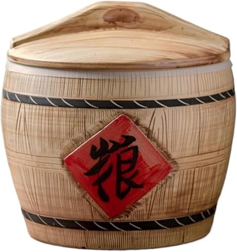 MIDUOLAI Grain and Rice Storage Container Large Capacity Grain Dispenser Food Rice Storage Box Airtight Rice Storage Bucket Bin Ceramic Rice Dispenser Storage Container,A,15KG