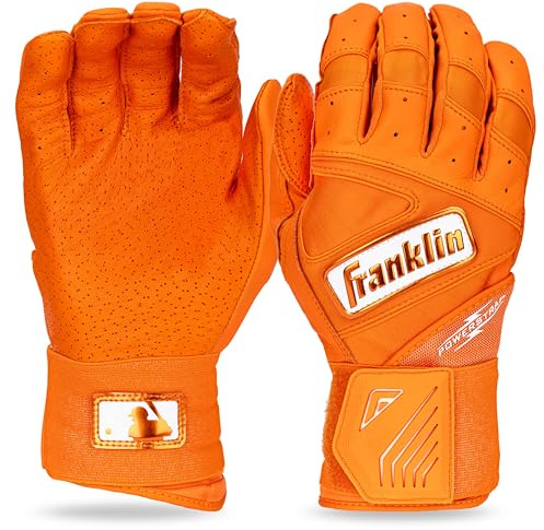 Franklin Guanti da battuta sportivi MLB – Infinite Powerstrap Baseball + Softball – Guanti da allenamento a gabbia – Polso rinforzato + pelle resistente – Adulto XL – Arancione