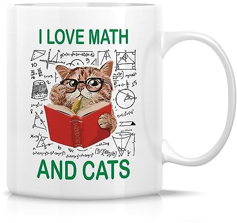 NANVIER Funny Mathematician Mug Gift Math Teacher Student Cat Lover Love Math and Cats Ceramic Coffee Mug - Sarcastic Motivational Inspirational Birthday Gift for him her Friend Coworker dad mom 11oz