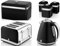 Swan Retro Black 1.5L 3KW Jug Kettle, 4 Slice Toaster, Bread Bin & Tea, Coffee, Sugar Canisters. Retro Design Matching Kitchen Set of 6 in Black with Chrome Accents