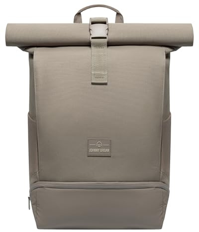 Johnny Urban Rucksack Damen & Herren Grau - Allen Medium - Rolltop Mit Laptopfach für Uni Fahrrad Business - 15L - Nachhaltig - Wasserabweisend