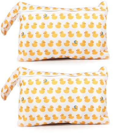 MYGLOAR Paquete de 2 bolsas húmedas para pañales de tela, bolsa húmeda para guardería, bolsa húmeda reutilizable, lona, para pañales para niños pequeños, viajes, playa y piscina