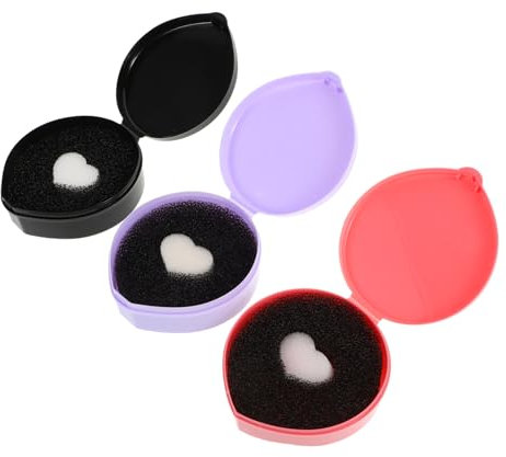 ARTSEWPLY 3pcs Heart Shaped Makeup Brush Cleaning Box Sponge Cleaner Brush Cleaner Case Sponge
