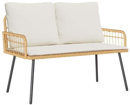 vidaXL Gartenbank mit Kissen Natur 114 x 64 x 90cm Stahl
