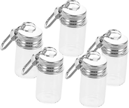 Toyvian 5pcs Mini Bouteilles en Verre Inoxydable Porte-clés, Design Portable et Multifonction, pour DIY et Présents Faits Main Élégants