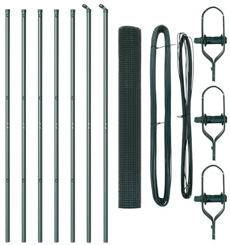 vidaXL Poteau de clôture. Vert, Poteau de clôture de Jardin et terrasse, barrière en Acier Durable, Design résistant aux intempéries et poudré