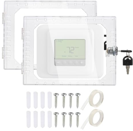 PATIKIL Thermostat Lock Box with Key, 2 Pack Universal Clear Thermostat Cover Guard with Lock Fits Thermostats 5 H x 6 W or Smaller