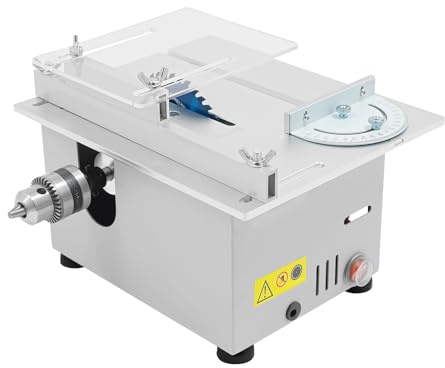 Mini sega circolare professionale, sega da tavolo sollevabile multifunzione con mandrino, sega circolare da tavolo a velocità variabile per taglio legno, alluminio e acrilico