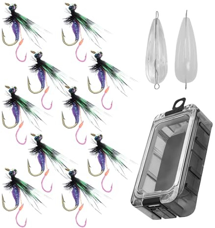 Leurres de pêche à la Mouche | Set De Leurres pour Poisson-Chat Et Crapet - Attractant À Double Hameçon 10 Pièces Appâts pour Eau Douce Eau Salée Hommes Camping Aventures Extérieures Père