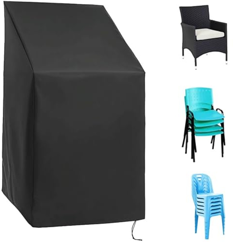 BEJAGWUS Gartenstuhl Abdeckung für Stapelstühle Gartenstühle Hochlehner | 65x65x80/120 cm,Schutzhülle Gartenmöbel mit Zugkordel,210D Oxford,Wasserdicht,Winterfest,Winddicht,UV Beständiges