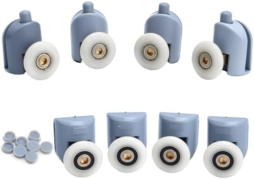 8 Pack 25mm Replacement Shower Door Rollers, Smooth Sliding Door Pulleys with Screws, Universal Grey Shower Wheels for Bathroom Enclosures (Grey)