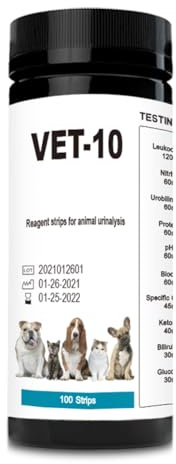 Janasiba Urinteststreifen für Haustiere, 100 Urinanalyse-Parametertests für Hunde, Katzen, Tierärzte, Genaue Tests für Tierärzte