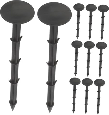 HIAKDOFT Estacas De Plástico para Jardín 20 Cm Negras, Estacas para Césped y Tela De Tierra, Fijación En Invernadero y Cultivo, Resistentes y Ligeras para Suelo Ácido, Paquete De 20 Unidades